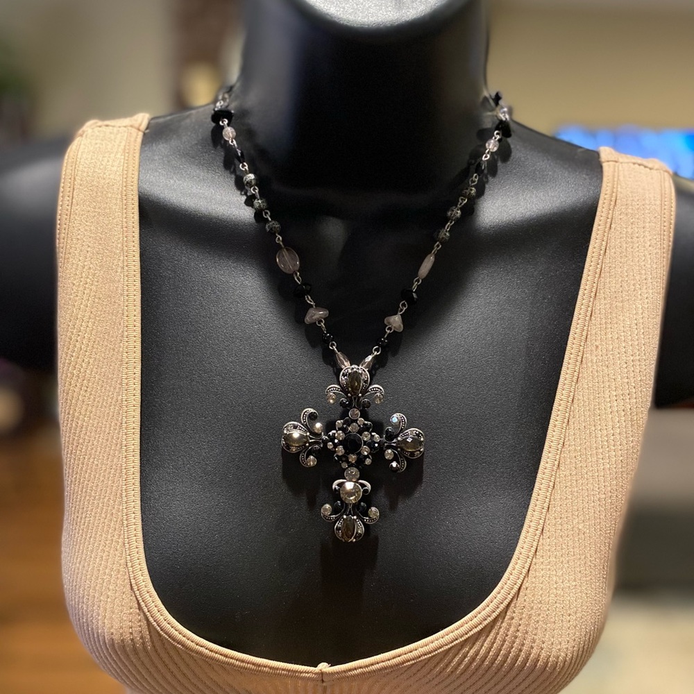 Beaded cross necklace